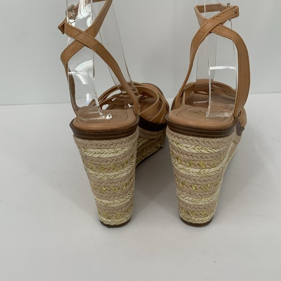 Vince Camuto Parys wedge espadrille sandal shoe strappy ankle strap tan 9 40 - Picture 4 of 6